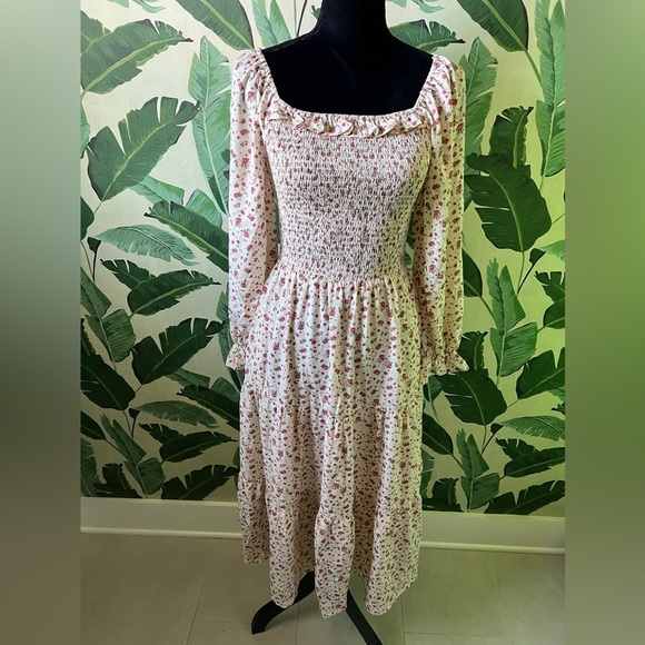 CJLA Talia Dress Long Sleeve Floral Midi Boho Peasant Rose Size S NWOT - Picture 2 of 8